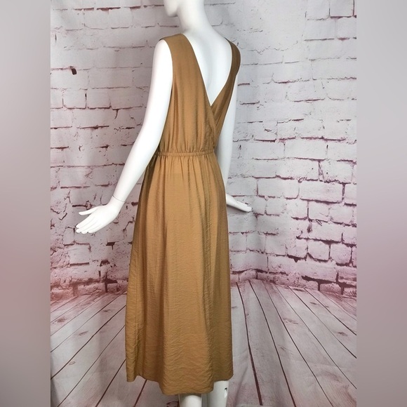 VINCE Cross-back Sleeveless Midi dress Caramel Brown M Size Medium New With Tags - Picture 11 of 16